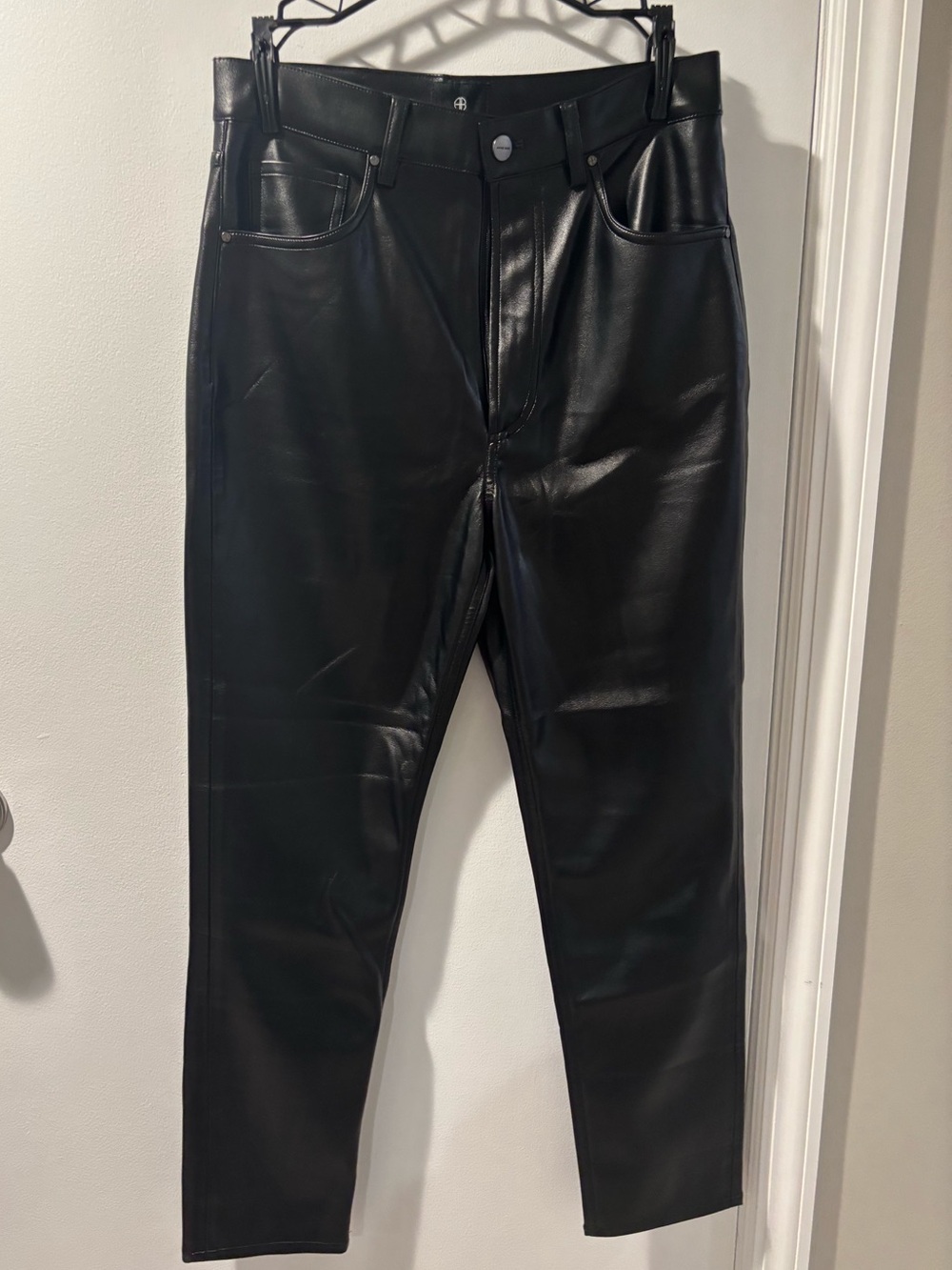 NWOT Anine Bing Vegan Black Faux Leather High-Rise Pants
